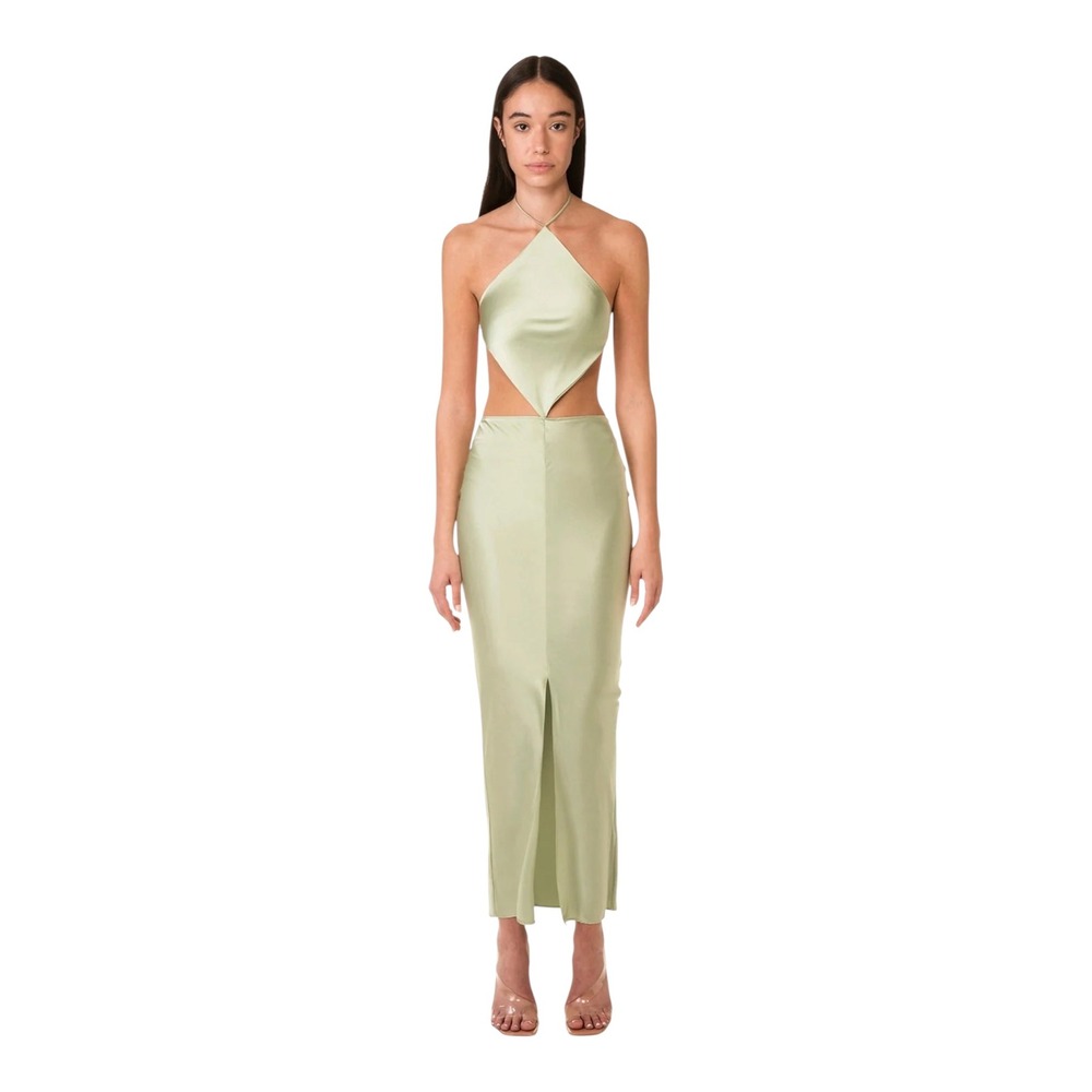 NEW MOTHER OF ALL Artemisa Silk Midi Dress Saladin Green NWT XS
